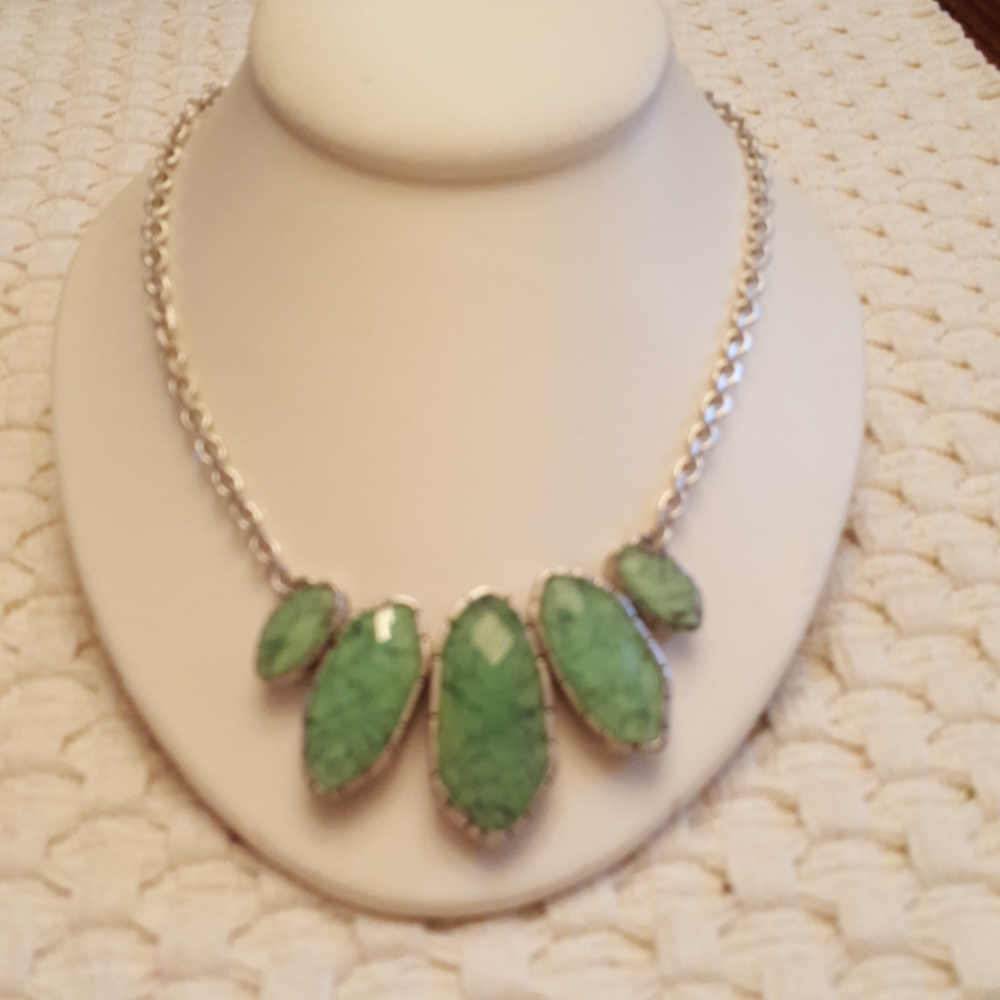 Gorgeous green and silver necklace.